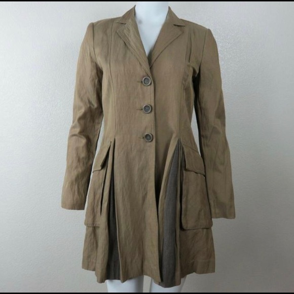 CAbi | Tan Brown Travelers Coat Mid Length Treasure Hunters Jacket Large Pockets - Picture 2 of 14